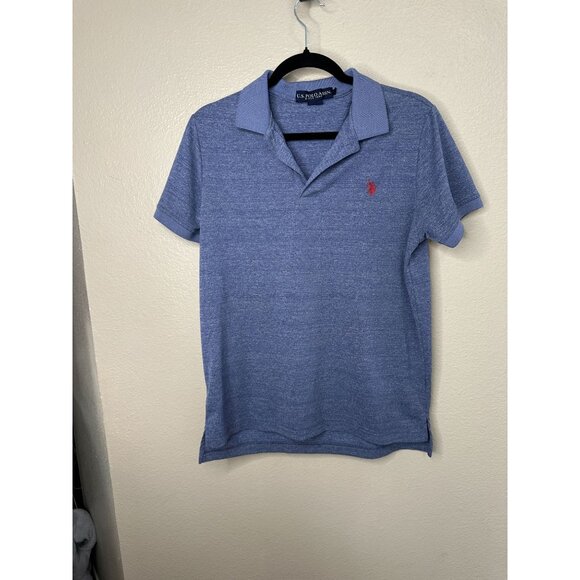 US Polo Mens Blue Purple Polo Shirt Small short sleeve collared polyester - Picture 1 of 6